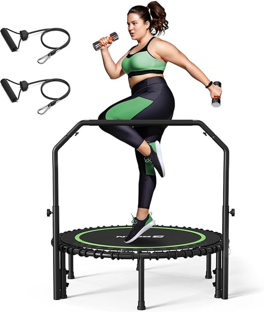 BCAN 40"/48" Foldable Mini Trampoline with Resistance Band 450 LBS