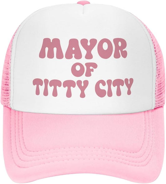 Put It On My Husband's Tab Drinking Trucker Hat - Funny Pink Trucker Hat for Women and Men