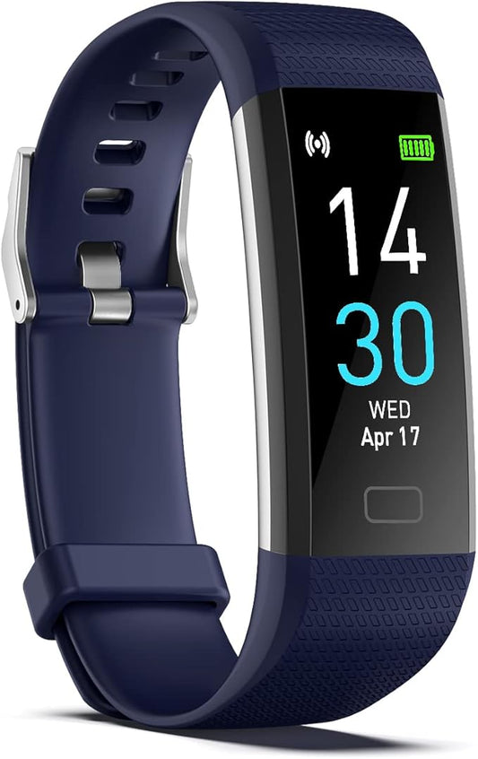 Atan Fitness Tracker with Heart Rate & Blood Oxygen Monitor – Smart Watch for Android & iOS, IP68 Waterproof, Sleep & Stress Tracking, Multi-Sport Mode, Step Counter, 7-Day Battery Life (Blue)