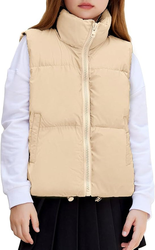 Arshiner Girls Winter Zipper Puffer Vest Lightweight Sleeveless Outwear Puffy Vests for 5-12 Years Old