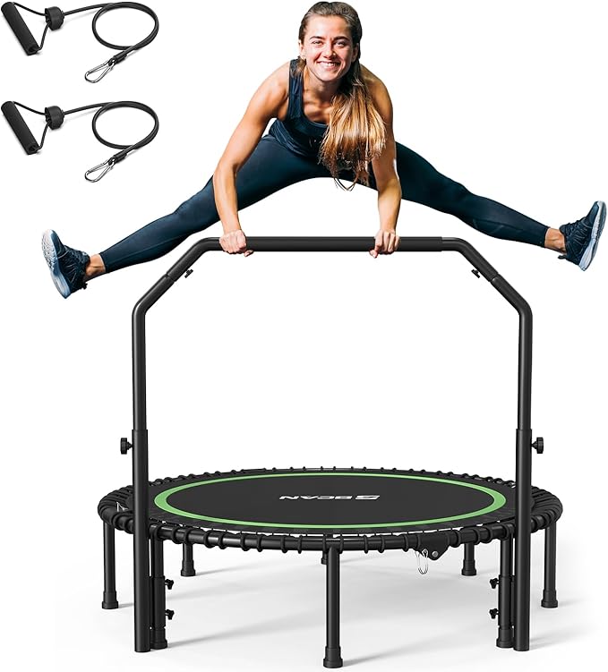 BCAN 40"/48" Foldable Mini Trampoline with Resistance Band 450 LBS