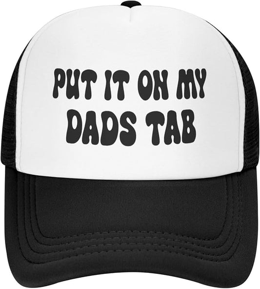 Put It On My Husband's Tab Drinking Trucker Hat - Funny Pink Trucker Hat for Women and Men