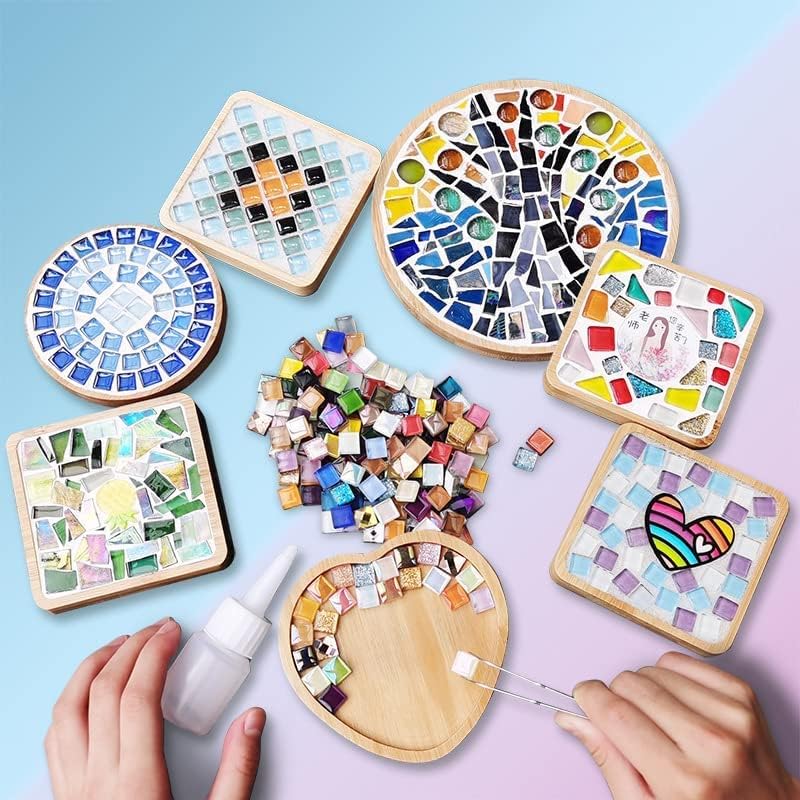 1.1 LB Irregular Crystal Mosaic Tiles,Small Particle Color Decal Crystal Glass Tile DIY Hobbies Children Handmade Crystal Craft for DIY Handmade Decorative Materials (Green Series)