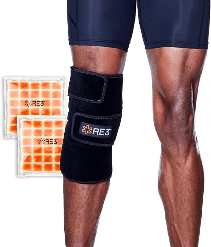 RE3 Ice Compression Pack for Knee, Arm & Leg - Powerful & Effective Cold Compression Cryotherapy Wrap for Chronic Pain, Knee Replacement, Swelling - 2 x Ice Core Blankets, Standard One Size Fits Most