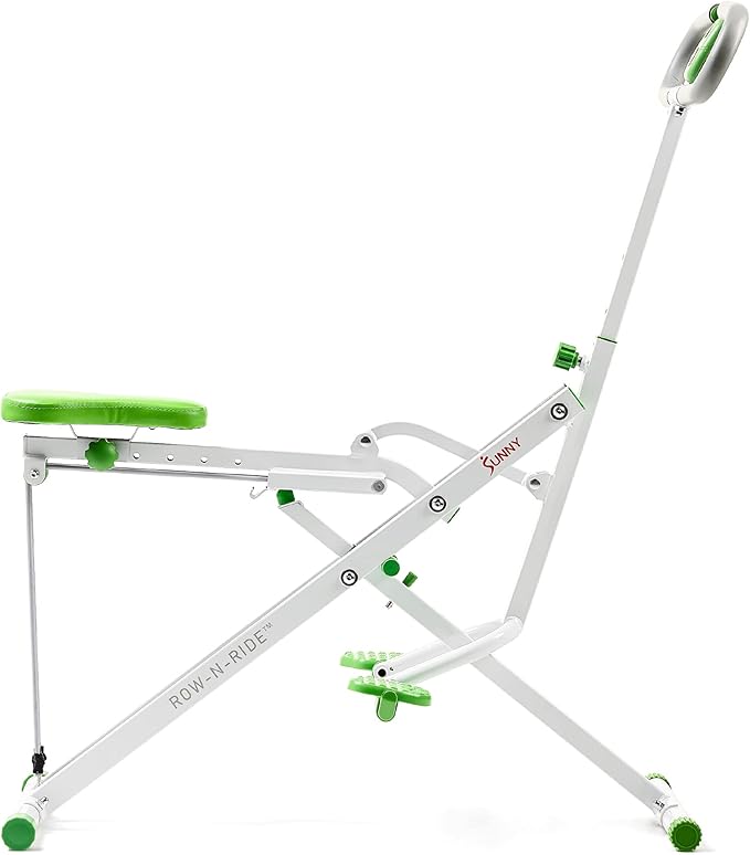Sunny Health & Fitness Row-N-Ride Squat Assist Trainer, Foldable & Easy Setup Exercise Equipment w/Adjustable Resistance, Home Gym Training Machine for Arm, Glute & Leg Workout, Optional in Colors
