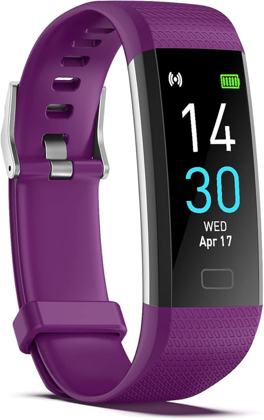 Atan Fitness Tracker with Heart Rate & Blood Oxygen Monitor – Smart Watch for Android & iOS, IP68 Waterproof, Sleep & Stress Tracking, Multi-Sport Mode, Step Counter, 7-Day Battery Life (Purple)