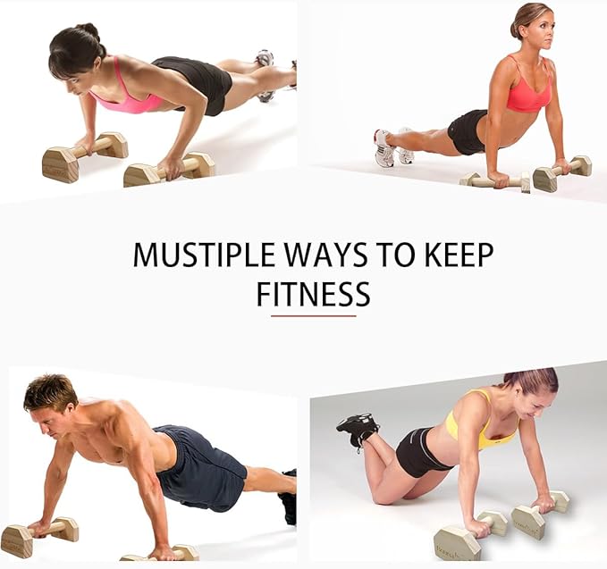 Push-up Stand, 2 PCS Wood Pushup Bars Non-Slip