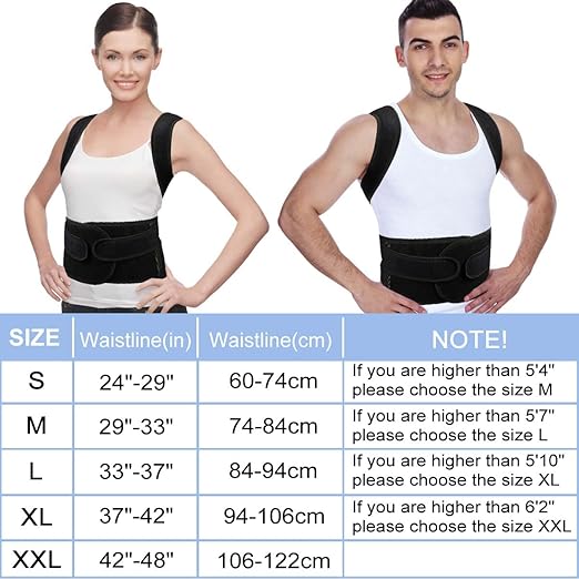 Back Brace Posture Corrector for Women Men -Adjustable and Breathable Support Scoliosis for Waist - Improve Back Posture for Body Correction and Lumbar Support L(33"-37")