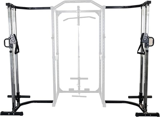 Multi-Function Adjustable Power Cage with J-Hooks, Safety Straps and Optional LAT Pulldown Attachment and Cable Crossover, Multiple Styles