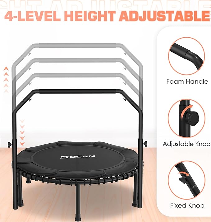 BCAN 450/550 LBS Foldable Mini Trampoline 40"/48" Fitness