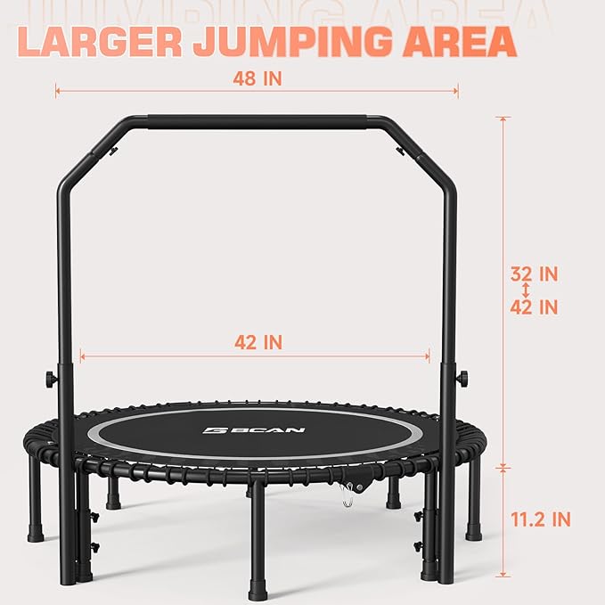 BCAN 450/550 LBS Foldable Mini Trampoline 40"/48" Fitness