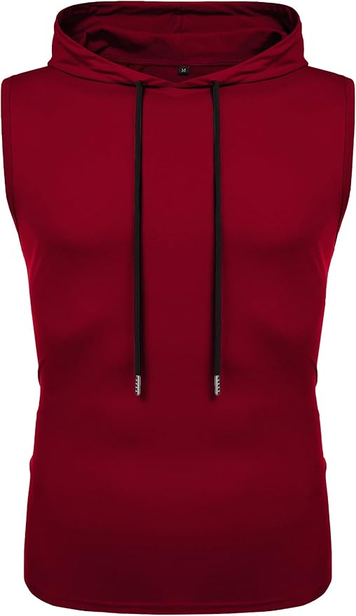 Babioboa Men's Workout Hooded Tank Tops Sleeveless Gym Hoodies Bodybuilding Muscle Shirts