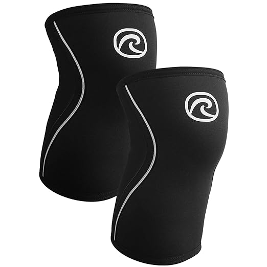 Rehband Knee Sleeve 3mm Neoprene, Lightweight Knee Brace for Endurance and Ball Sports, Unisex Compression Starter Knee-Sleeves, Breathable Running Knee Support, Colour:Black - 1 Pair, Size:X-Large