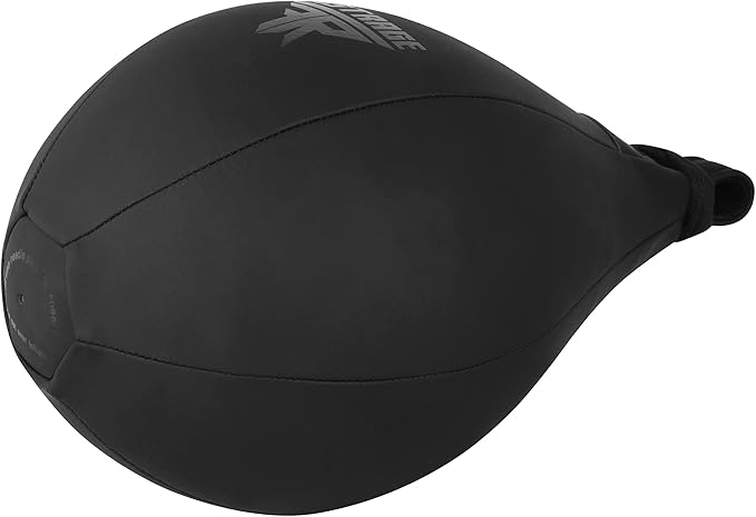 FISTRAGE Speed Bag Boxing Ball Leather MMA Muay Thai Training Punching Dodge Striking Kit with Free Hanging Swivel Workout Speedball Kicking Platform Equipment