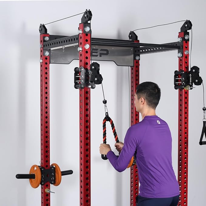 Tricep Rope 27 & 36 inches 2 Colors Fitness Attachment Cable Machine Pulldown Heavy Duty Coated Nylon Rope with Solid Rubber Ends