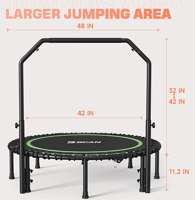 BCAN 450/550 LBS Foldable Mini Trampoline 40"/48" Fitness
