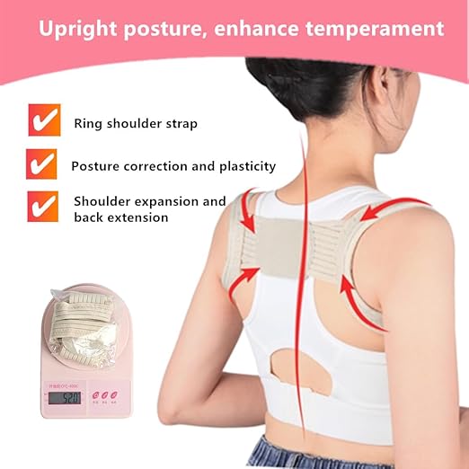 Posture Corrector for Women and Men,Breathable Hunchback Corrector,Adjustable Back Straightener Brace Suitable for Back,Shoulder and Spine Pain Relief（Beige，XS）
