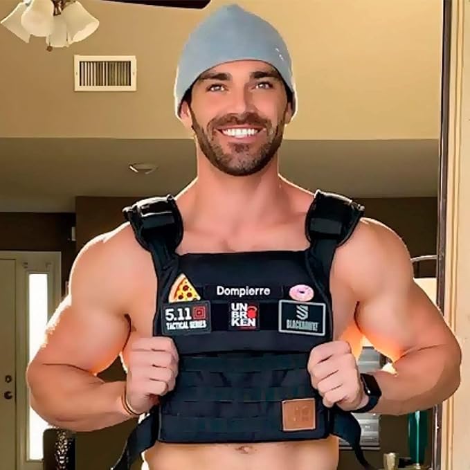 Unbrokenshop.com Adjustable Weighted Vest, WOD Cross Fitness, Weight Plates Carrier for Strength and Endurance Training and Running. For Men or for Women, 2 Patches Included [Black]