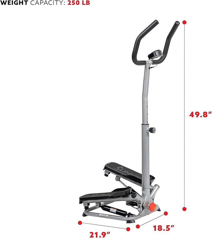 Sunny Health & Fitness Steppers for Exercise at Home Exercising Workout Cardio Climber Thigh Space Squat Twist Stepper Advanced Twisted Resistance Band Step with Optional Free SunnyFit App Connection