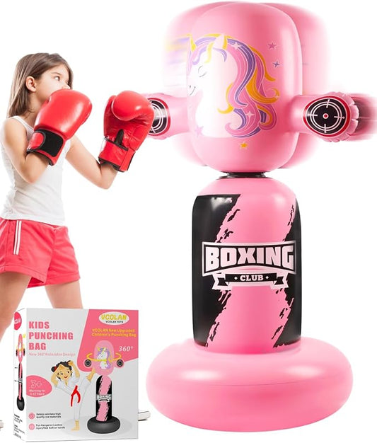 Punching Bag for Kids,New Upgraded 360°Rotating Kids Punching Bag,Inflatable Boxing Bag Toy for Boys Girls, Christmas Birthday Gift for Kids Age 3-12