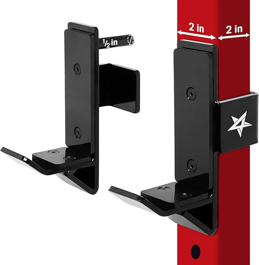 Yes4All Power Rack J-Hooks & Attachments – Heavy Duty Barbell Holders Compatible with 2x2 & 3x3 Power Racks for Home Gym