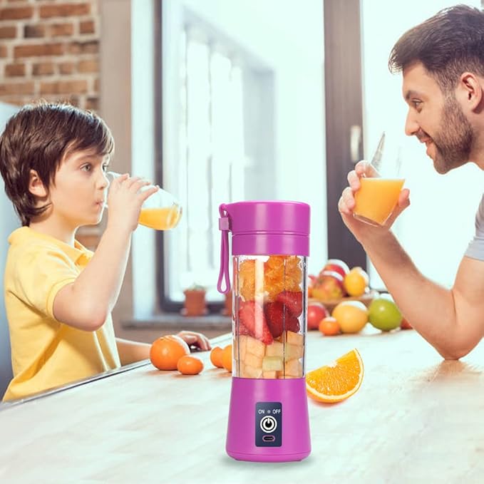 Portable Blender Cup,Electric USB Juicer Blender,Mini Blender Portable Blender For Shakes and Smoothies, Juice,380ml, Six Blades Great for Mixing,Purple