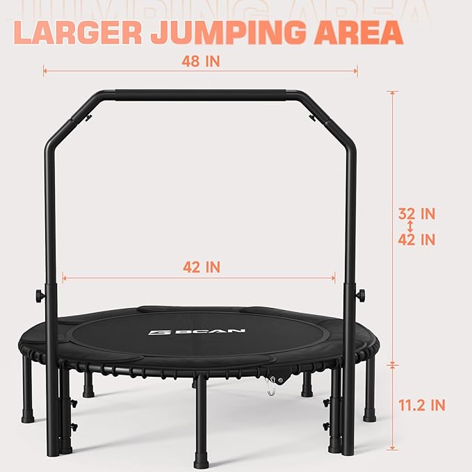 BCAN 450/550 LBS Foldable Mini Trampoline 40"/48" Fitness