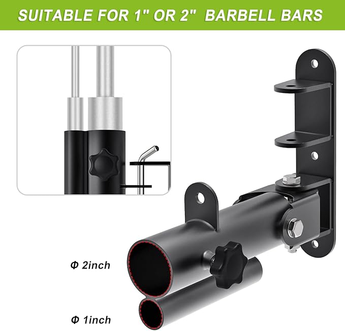 Kipika Wall Mount Landmine Attachment for 1" Standard Bar and 2" Olympic Bars - Heavy Duty T-Bar Row Platform with Swivel - Ideal for Home Gym Workouts