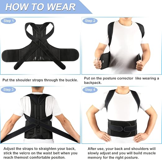 Back Brace Posture Corrector for Women Men -Adjustable and Breathable Support Scoliosis for Waist - Improve Back Posture for Body Correction and Lumbar Support M(29"-33")