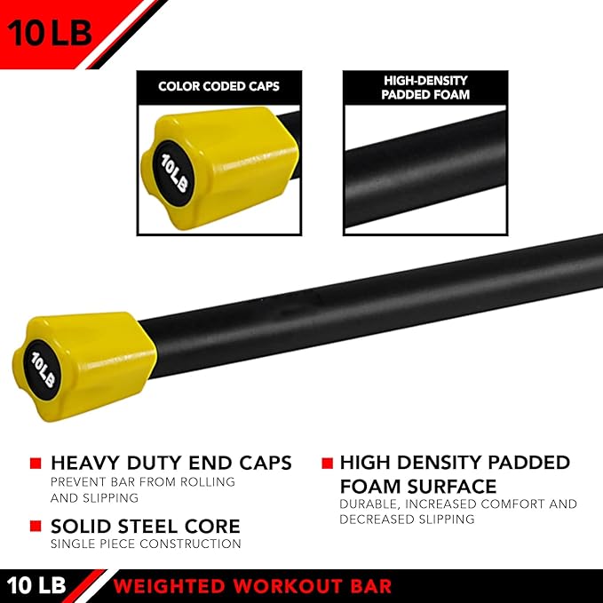 JFIT Weighted Workout Bars 7 Size 5-30lbs, Rubber