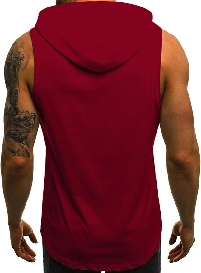 Babioboa Men's Workout Hooded Tank Tops Sleeveless Gym Hoodies Bodybuilding Muscle Shirts