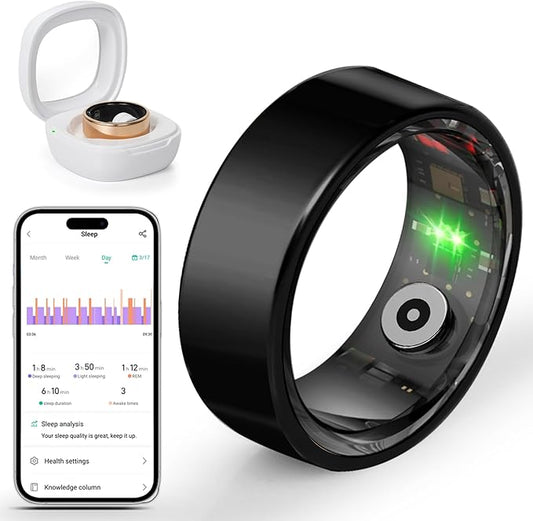 BANGALORE Smart Fitness Ring for Men & Women – Activity & Wellness Tracker with Heart Rate, Sleep, and Blood Oxygen Monitoring, Motion Tracking, Waterproof Build, and No Subscription Required (9#)