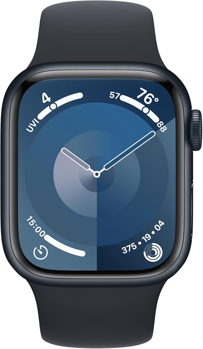Apple Watch Series 9 [GPS 41mm] Smartwatch with Midnight Aluminum Case with Midnight Sport Band M/L. Fitness Tracker, ECG Apps, Always-On Retina Display, Water Resistant