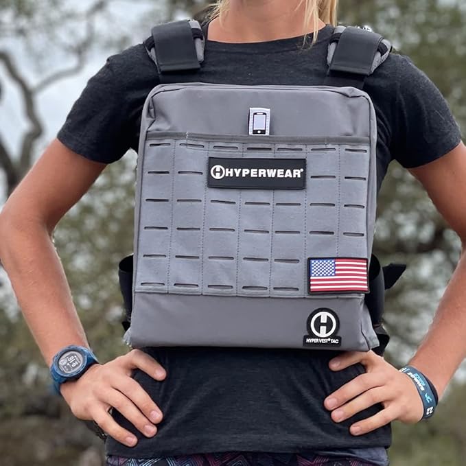 Hyperwear Hyper Vest TAC - Rucking Vest for Men and Women, Adjustable Weighted Vest for Strength Training, Endurance, and Fitness Workouts - Flexible Weight Plates (20-60 lbs)