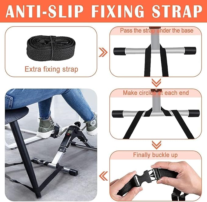 TABEKE Under Desk Bike Pedal Exerciser, Fully Assembled Folding Pedal Exerciser for Arm and Leg Workout, Portable Sitting Desk Cycle with LCD Screen Displays