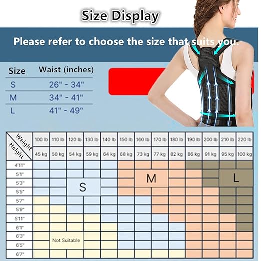 Back Brace for Women and Men,Shoulder Straightener,Back straightener,Adjustable Posture Corrector Suitable for Upper and Lower Back Pain Relief-Scoliosis,Hunchback,Spine Corrector（Black，L）