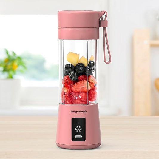Portable Blender, Mini Personal Blender Bottles for shakes and smoothies，with USB Rechargeable Cordless On The Go Mixer Electric Blender Cup for Fruit Juice Protein mixes (Pink)
