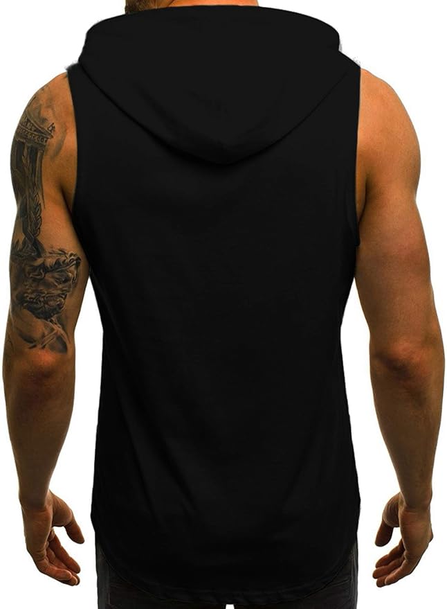 Babioboa Men's Workout Hooded Tank Tops Sleeveless Gym Hoodies Bodybuilding Muscle Shirts