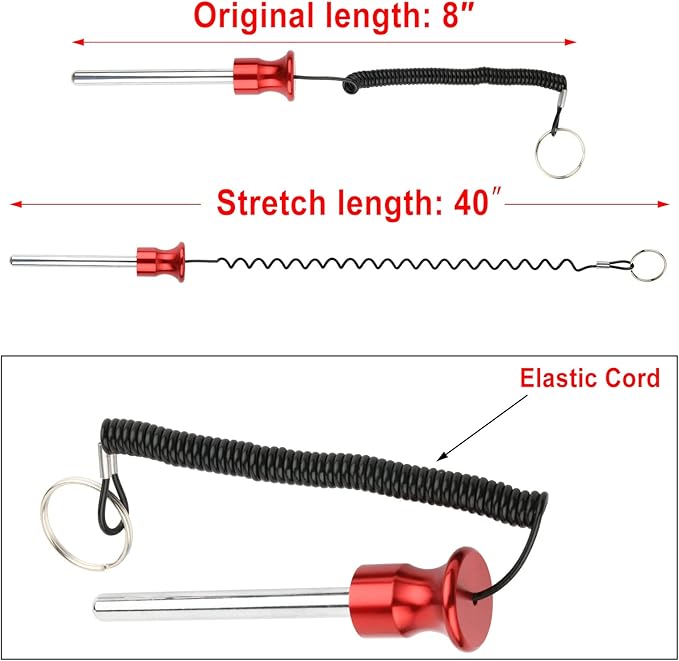 Cosmos Gym Weight Stack Pin Universal Replacement Selector Lock Pin Detent Hitch Pin, Tensile 3/8" Dia. & 4" Locking Space with Lanyard, for Gym Equipment Machine Weight Plate