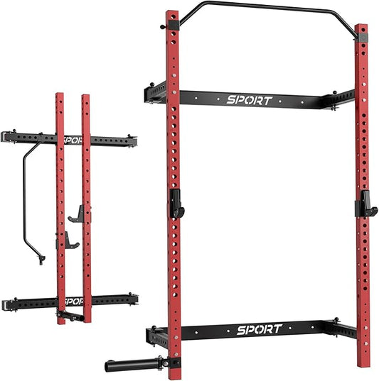 Folding Squat Rack for Home Gym 2.36" x 2.36" Folding 1000 LBS