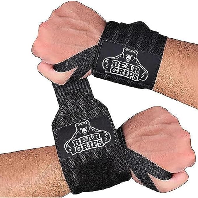 Bear Grips Wrist Wraps for Weightlifting | Weight Lifting Wrist Straps for Weightlifting | Extra Strength Gym Wrist Wraps | Two Wrist Wrap Per Pack | 12” & 18” | Lifting Wrist Wraps for Men & Women