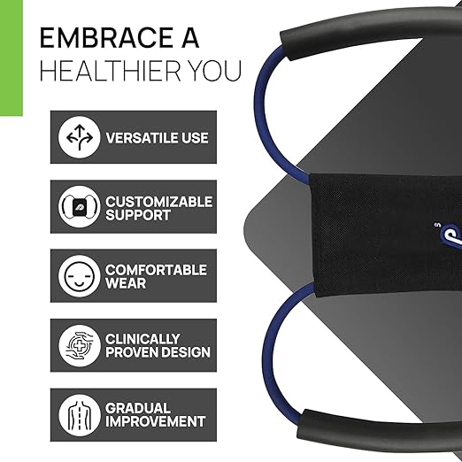 PRIMEKINETIX PostureMedic Dynamic Posture Brace for Neck and Back Support -For Enhanced Shoulder Alignment, Posture Improvement & Stretching-XL(Black)