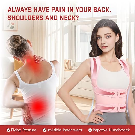 Back Brace Posture Corrector for Women & Men, Adjustable Shoulder Straightener with Full Back Support, Relief for Lower & Upper Back Pain, Hunchback & Scoliosis (Pink, Small)