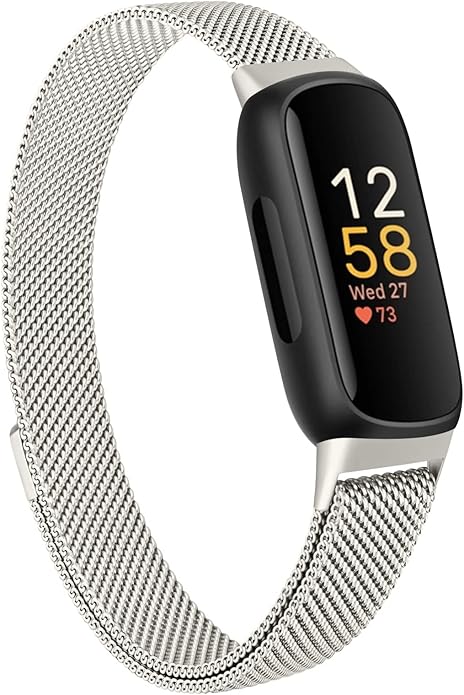 Amzpas band for Fitbit Inspire 3 Bands Women Men, Stainless Steel Mesh Loop Adjustable Magnetic Wristband Replacement Straps Compatible with Fitbit Inspire 3 Fitness Tracker