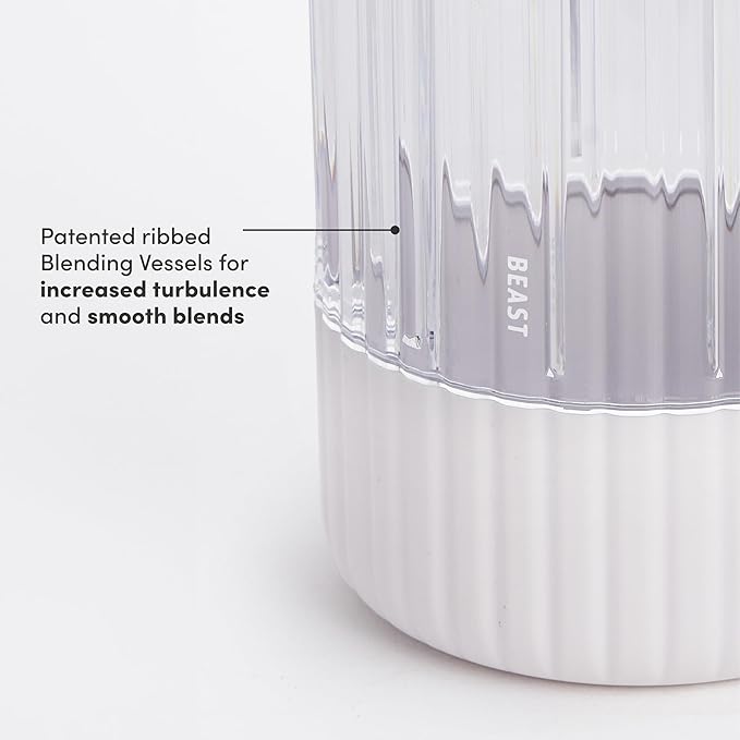 Beast Mighty 850 Plus | Premium Compact Personal Blender | Smoothies, Shakes, Dressings, Sauces | Blends Ice and Frozen Fruit | New XL Vessel | Extra Vessels, Lids and Straws | 850W (Cloud White)