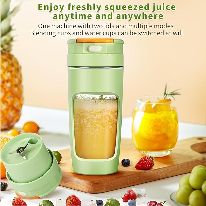 Portable Blender Cup - 600ml Large Capacity, Travel Personal Size Blender for Shakes and Smoothies.High-Speed Multi-Blade Design | Personal Size, BPA-Free & Leakproof