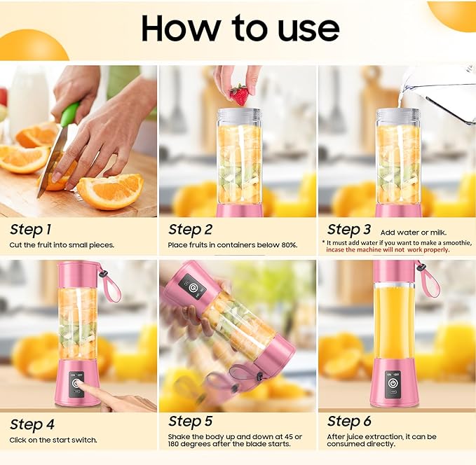 Personal Blender for Shakes and Smoothies - 2025 Upgraded 14 Oz Portable Blender with 6 Blades, Cordless & Type-C USB Rechargeable, BAP Free Juice Cup Freshly Squeezed for Picnic/Sprots
