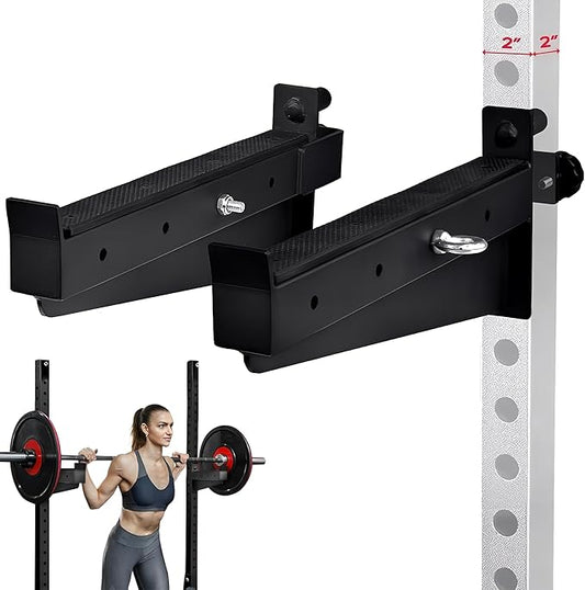 Yes4All Power Rack J-Hooks & Attachments – Heavy Duty Barbell Holders Compatible with 2x2 & 3x3 Power Racks for Home Gym