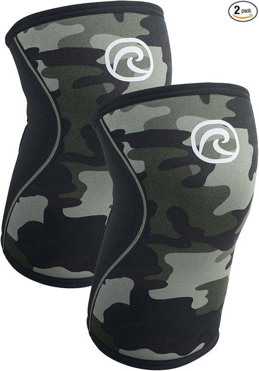 Rehband 5mm Knee Sleeves for Functional Training, Cross-Training & Powerlifting, Weightlifting Knee Support made of Neoprene, Unisex, Colour:Camo - 1 Pair, Size:X-Small