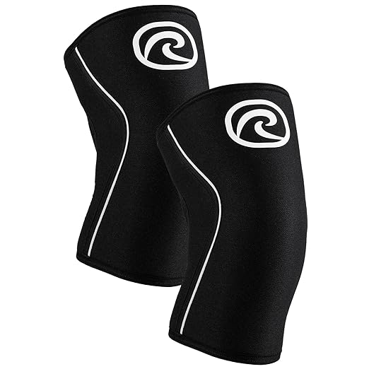 Rehband 7mm Power Max Knee Compression Sleeve for Strength Sports, Competition Grade, Neoprene Knee Sleeves for Bodybuilding & Heavy Powerlifting, Colour:Black - 1 Pair, Size:X-Small